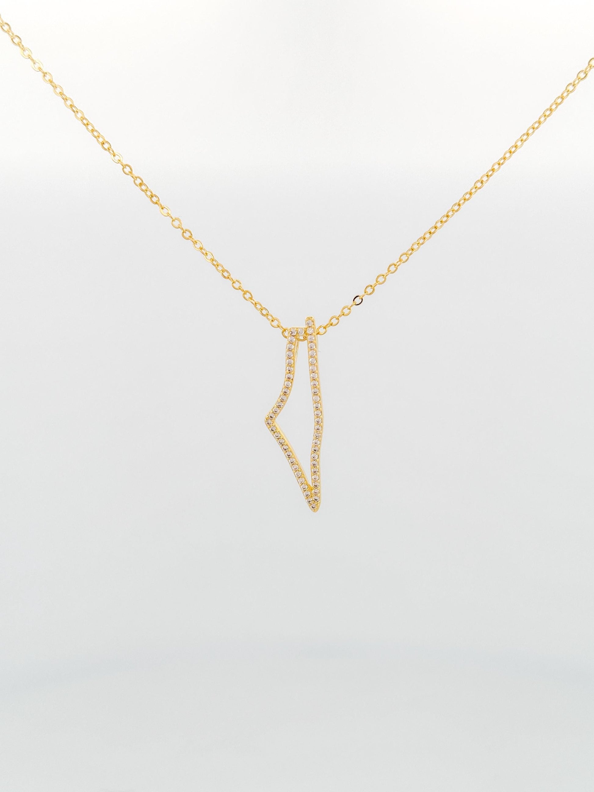 Palestine Map Necklace | Gold CZ Pendant Necklace | 14K Gold Plated Brass | Crystal Outline Map Charm | Adjustable 45cm Chain | Gift for Her