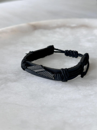 Palestine Map Keffiyeh Leather Bracelet – Unisex Adjustable Rope Cuff