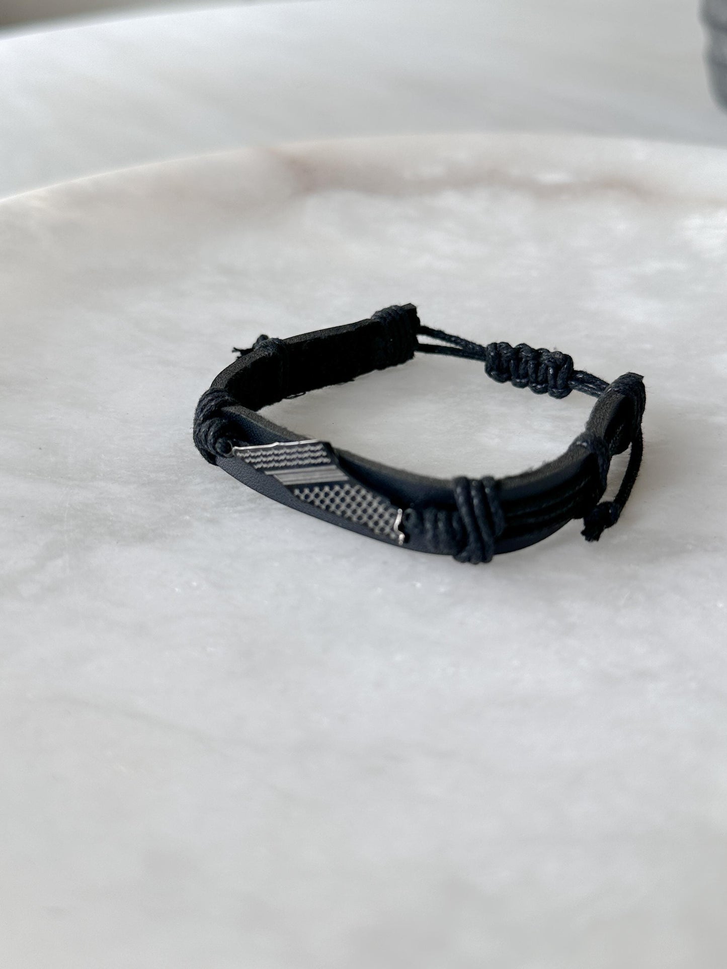 Palestine Map Keffiyeh Leather Bracelet – Unisex Adjustable Rope Cuff