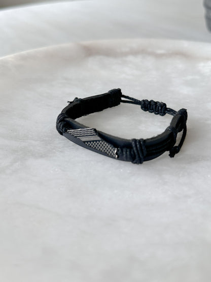 Palestine Map Keffiyeh Leather Bracelet – Unisex Adjustable Rope Cuff