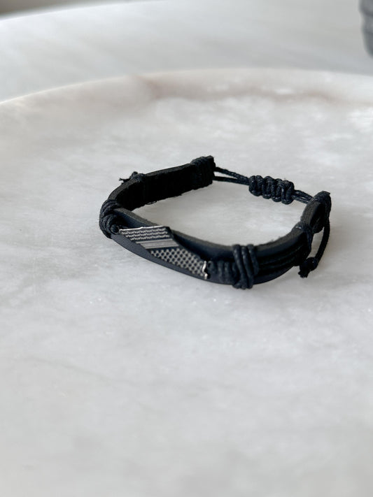 Palestine Map Keffiyeh Leather Bracelet – Unisex Adjustable Rope Cuff