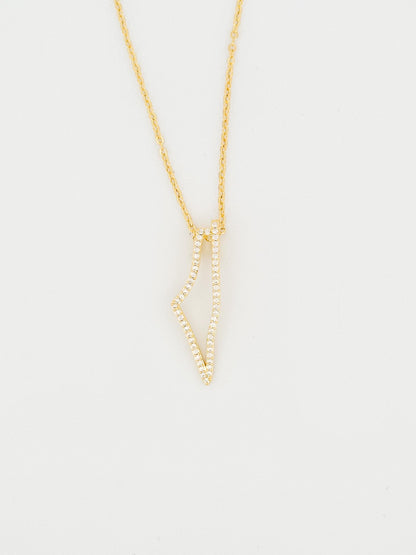 Palestine Map Necklace | Gold CZ Pendant Necklace | 14K Gold Plated Brass | Crystal Outline Map Charm | Adjustable 45cm Chain | Gift for Her