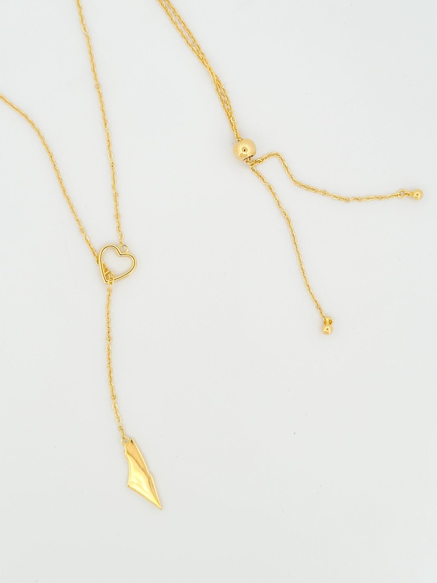 Palestine Map Lariat Necklace | Gold Heart Y Necklace | 14K Gold Plated | Solid Map Pendant | Adjustable 60cm Chain | Palestinian Jewelry |