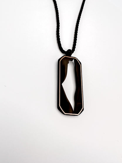Palestine Map Dog Tag Necklace | Stainless Steel Pendant, Black Silver Cutout