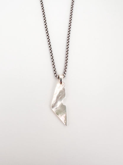 Palestine Map Necklace | Black Onyx & White Shell Stone Pendant | Stainless Steel Box Chain | Palestinian Jewelry | Unisex Gemstone Necklace