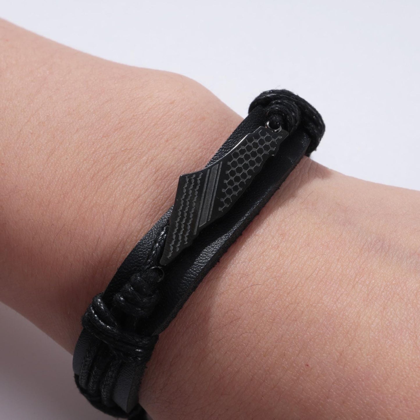 Palestine Map Keffiyeh Leather Bracelet – Unisex Adjustable Rope Cuff