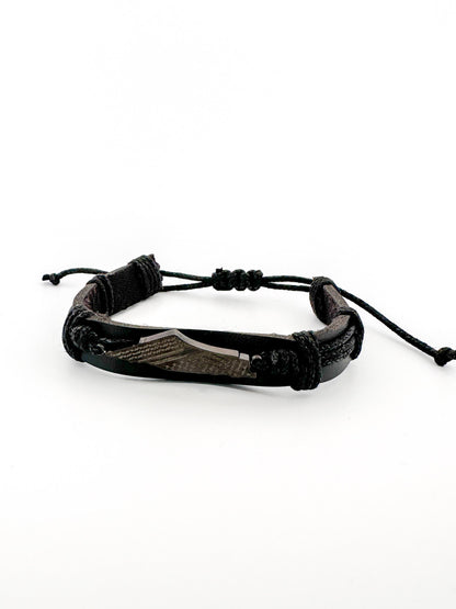 Palestine Map Keffiyeh Leather Bracelet – Unisex Adjustable Rope Cuff
