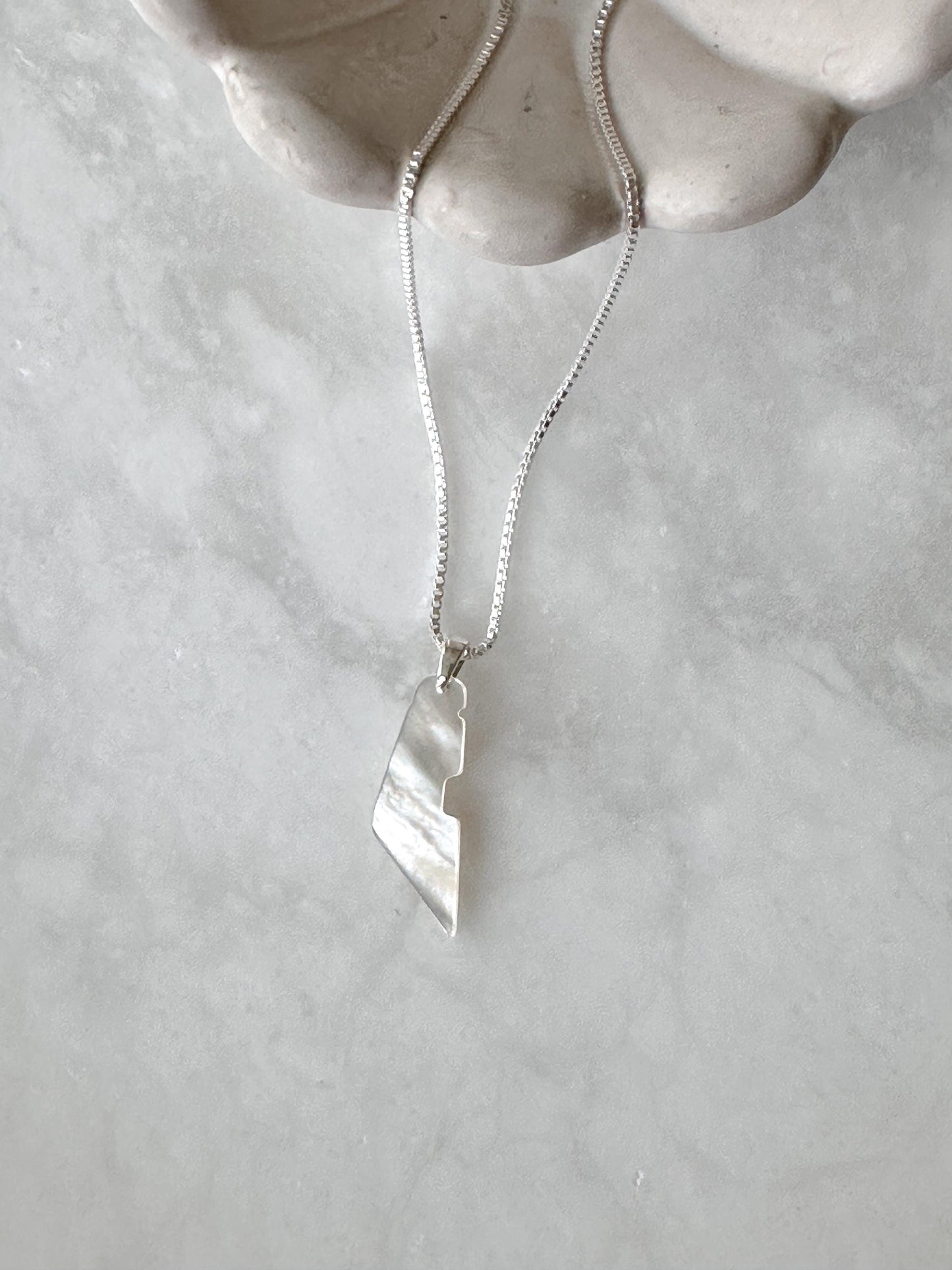 Palestine Map Necklace | White Shell Stone Pendant
