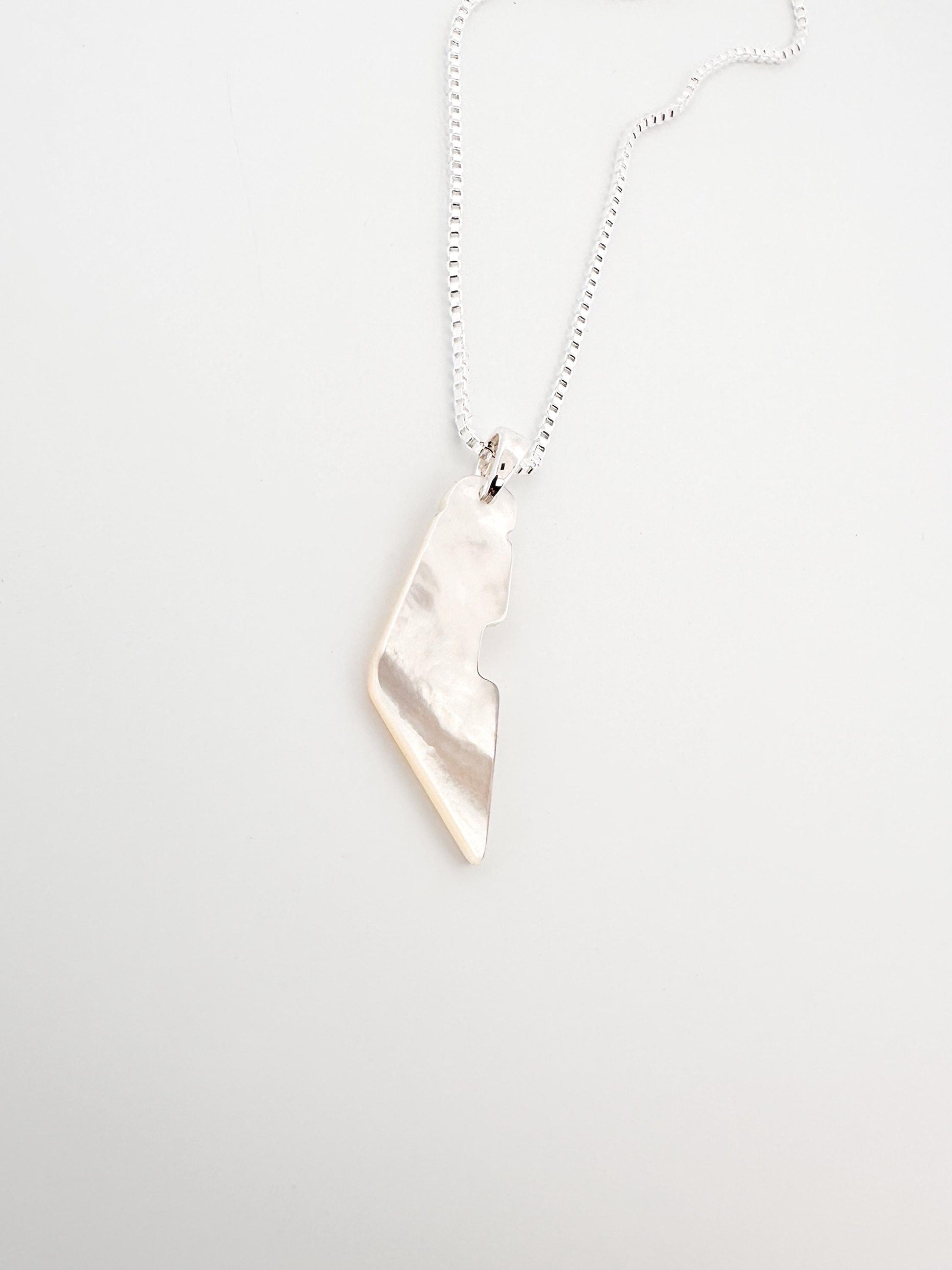 Palestine Map Necklace | White Shell Stone Pendant