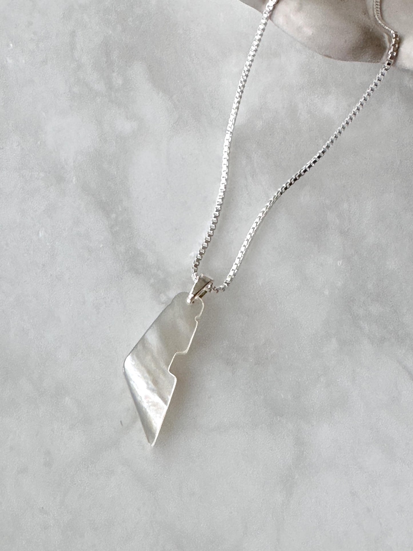 Palestine Map Necklace | White Shell Stone Pendant