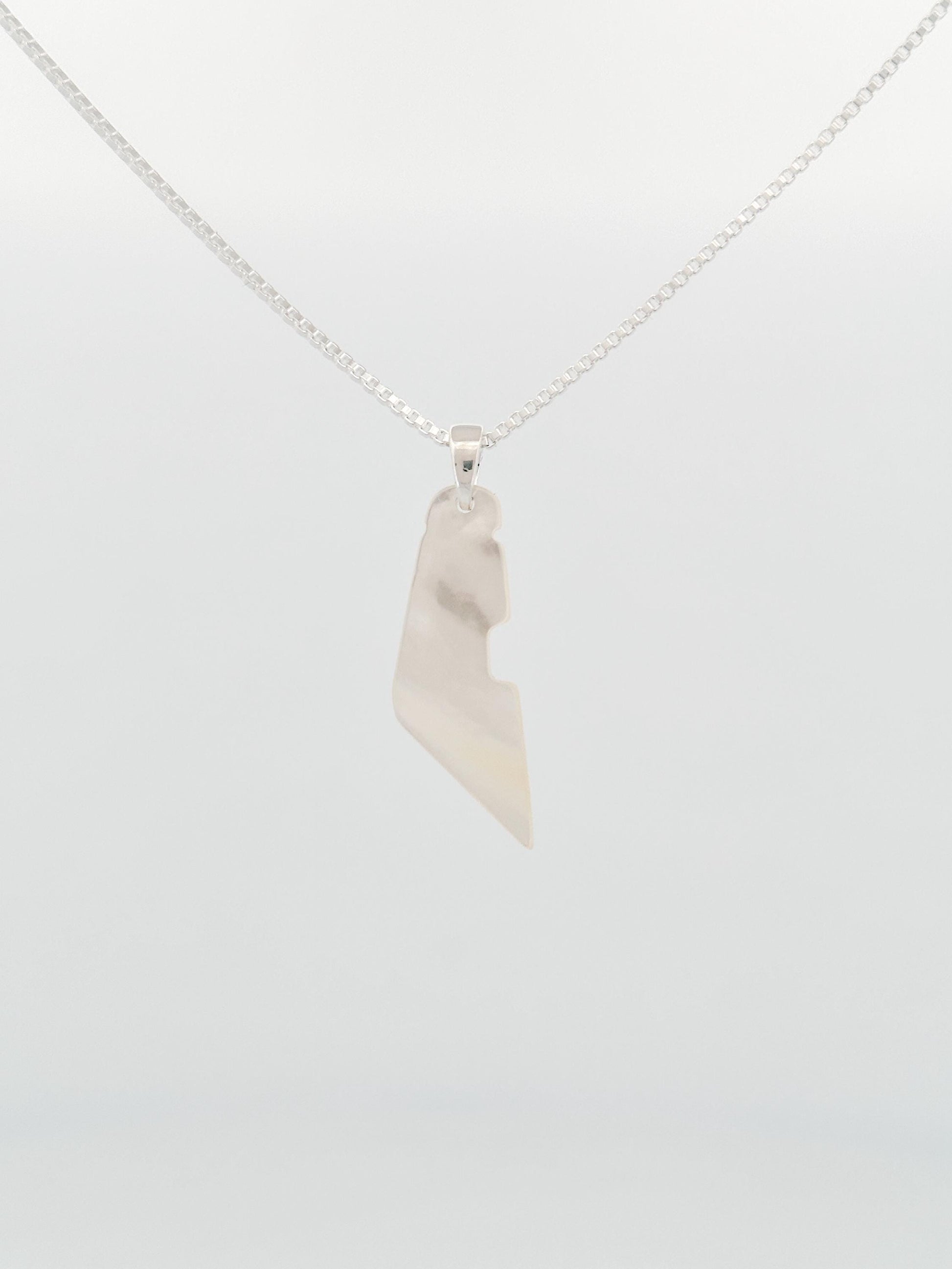 Palestine Map Necklace | White Shell Stone Pendant