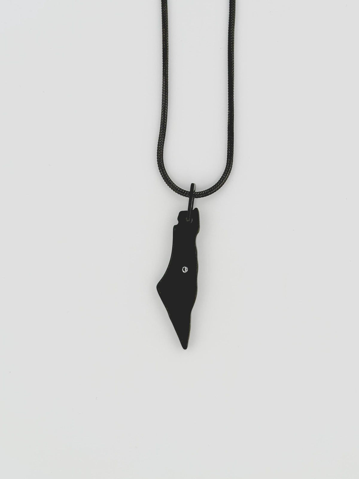 Black Palestine Map Necklace | Stainless Steel with CZ Jerusalem | Snake Chain | Palestinian Heritage Jewelry