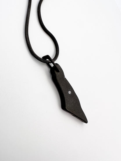 Black Palestine Map Necklace | Stainless Steel with CZ Jerusalem | Snake Chain | Palestinian Heritage Jewelry