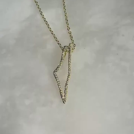 Palestine Map Necklace | Gold CZ Pendant | 14K Plated Brass Outline Charm (45cm Chain)