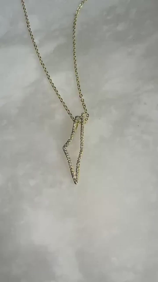 Palestine Map Necklace | Gold CZ Pendant | 14K Plated Brass Outline Charm (45cm Chain)
