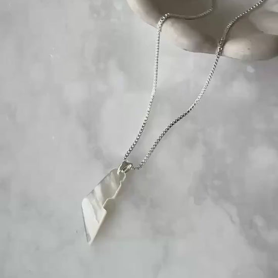 Palestine Map Necklace | White Shell Stone Pendant