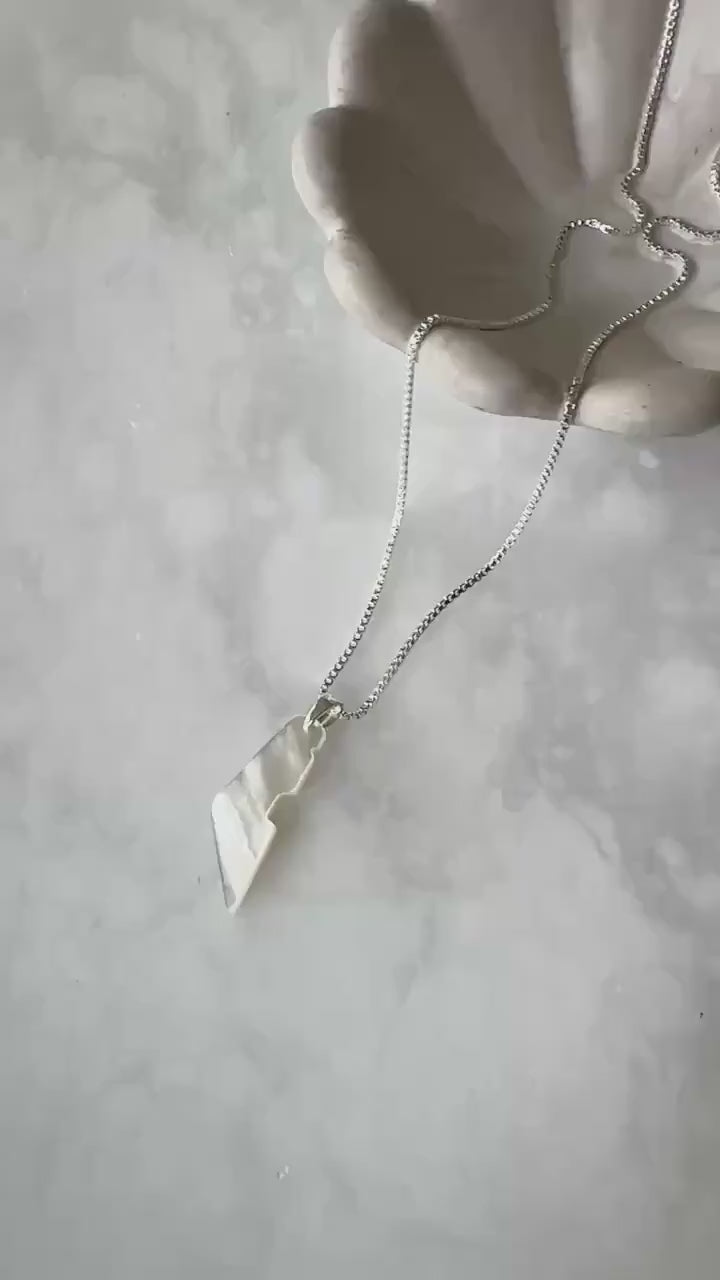 Palestine Map Necklace | White Shell Stone Pendant