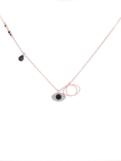 Rose Gold Blue Evil Eye Duo Necklace