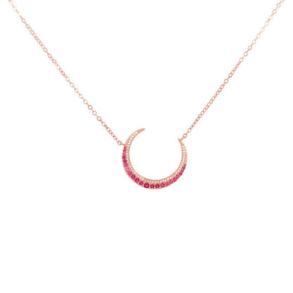 Magenta Crescent Moon Necklace