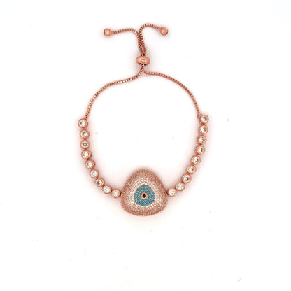 Rose Gold Evil Eye Pave Tennis Bracelet