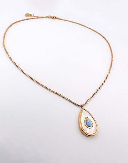 Blue Opal Stone Evil Eye Necklace