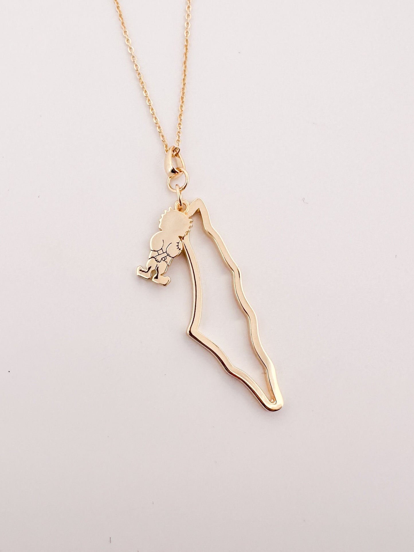 Palestine Map with Handala Charm Necklace